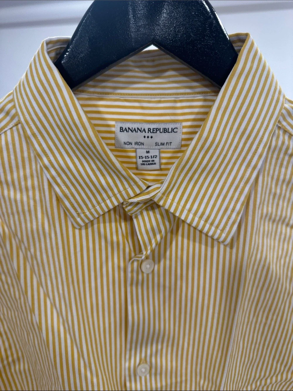 Banana Republic Men’s Yellow and White Striped Dress Shirt
